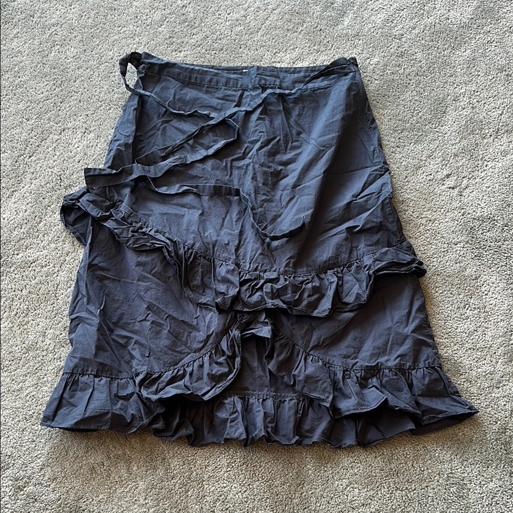 Sweet Salt Slate Grey Hi-Low Tiered Maxi Ruffle Skirt